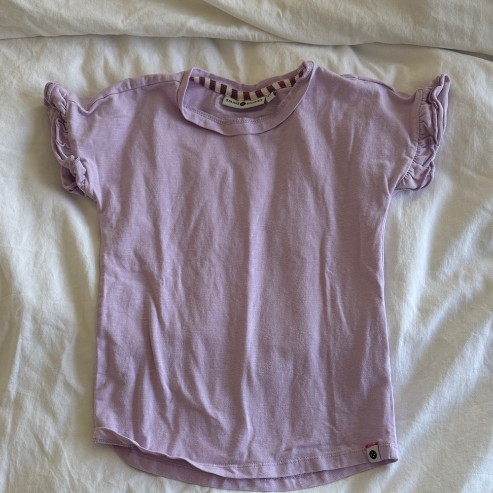 Stains & Stories Girls' Lavender Ruffle Sleeve Tee, Size 6